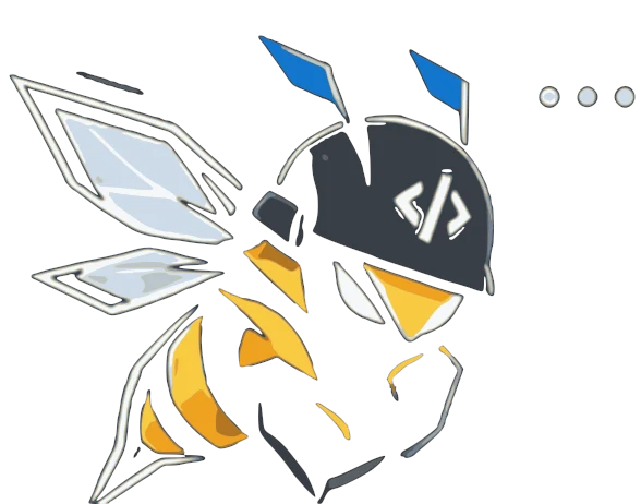A bee with three dots above it